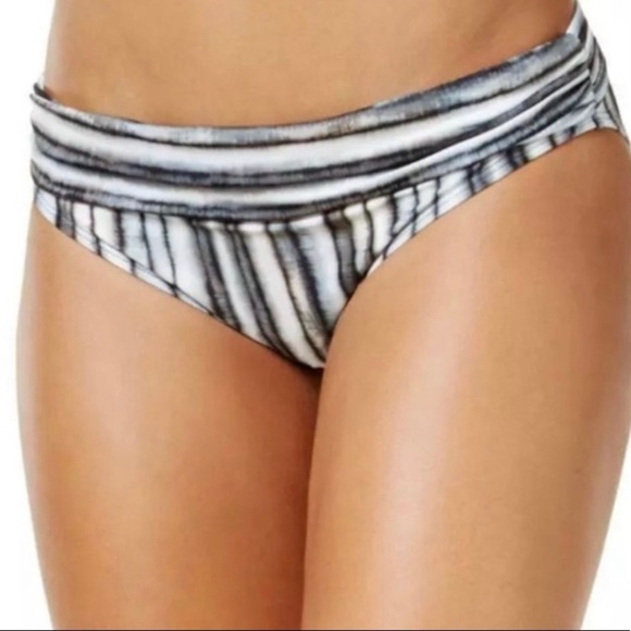La Blanca Swim Bottoms Women’s Size 16 Fold Over Bikini Grey Black New NWOT - Picture 1 of 8